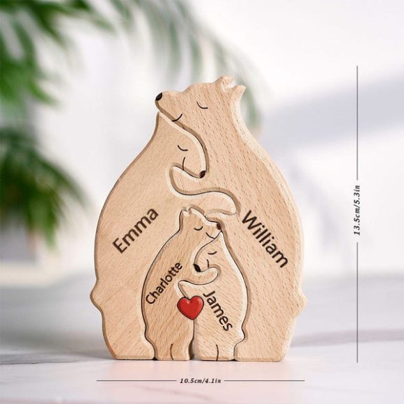 Wooden Bears Family Customized Names Puzzle Home Decor - Imagen 5