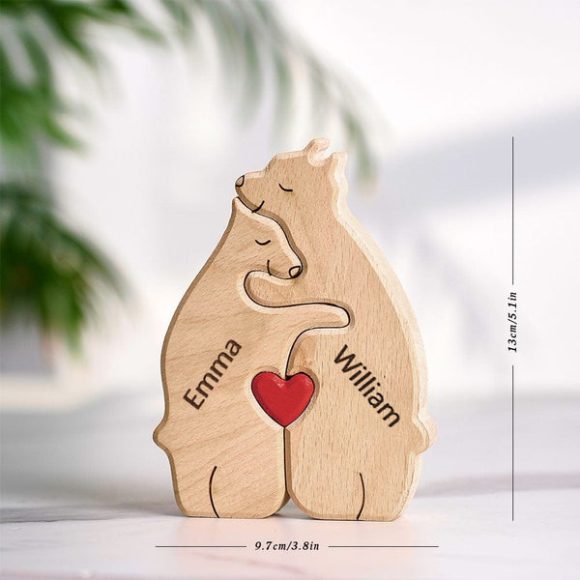 Wooden Bears Family Customized Names Puzzle Home Decor - Imagen 2