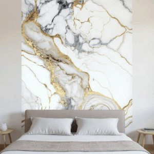 Panneau Mural PVC marbre Blanc doré 244x122x3cm